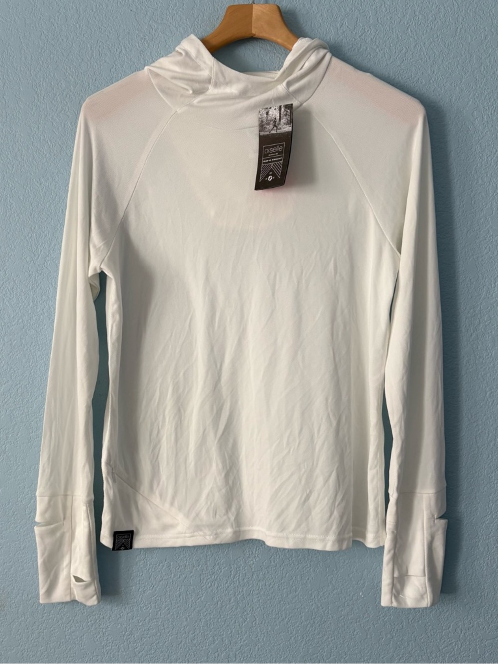 NEW Oiselle White Suns out Hoodie Pullover Long Sleeve Zip Pockets Running